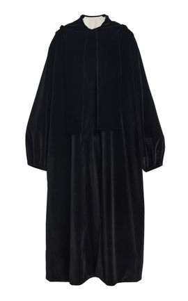 COLLEEN ALLEN COLLEEN ALLEN Hooded Scarf PocketDetailed Cotton Velvet Coat