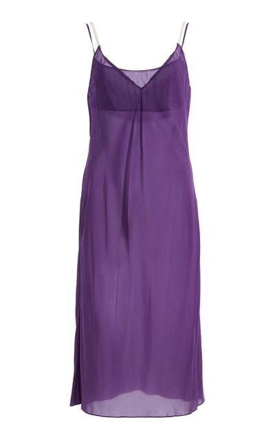 Colleen Allen Layered Bias Stretch Silk Chiffon Slip Dress