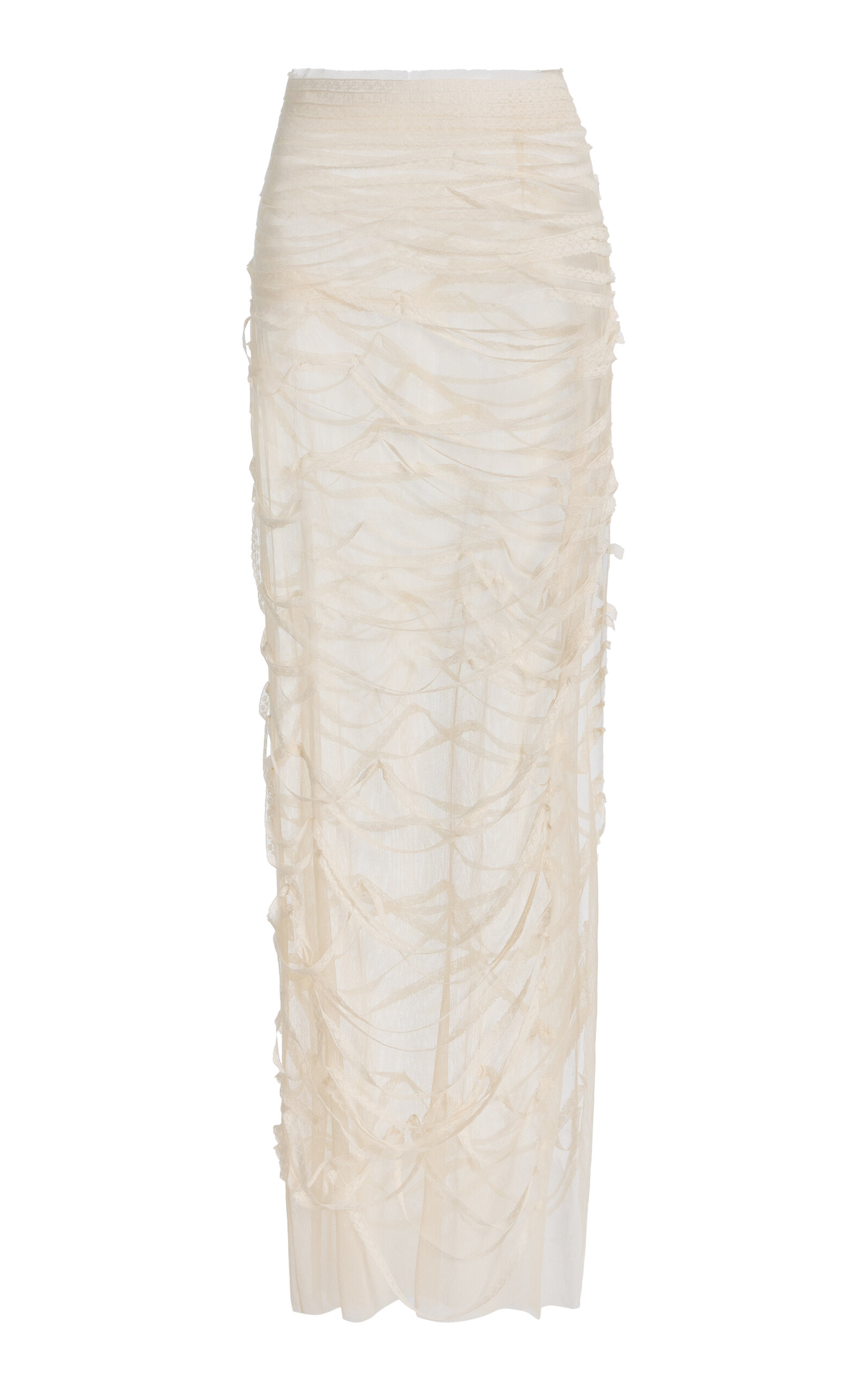 COLLEEN ALLEN Unraveled Cotton Lace Skirt Tan COLLEEN ALLEN Unraveled Cotton Lace Skirt Tan