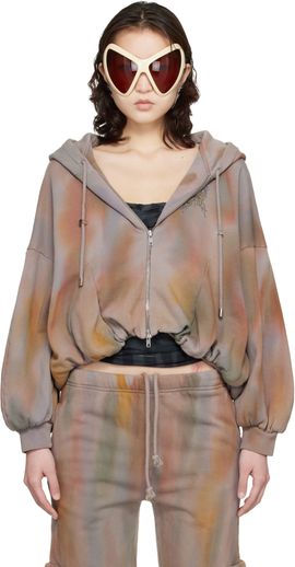 Collina Strada Collina Strada Gray Gathered Zip Up Hoodie