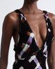 Collina Strada Collina Strada Jacqueline Painted Plaid Plunge Neck Velvet Slipdress - 4