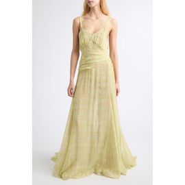 Collina Strada Collina Strada Plume Plaid Silk Chiffon Gown