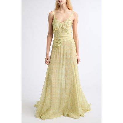 Collina Strada Collina Strada Plume Plaid Silk Chiffon Gown