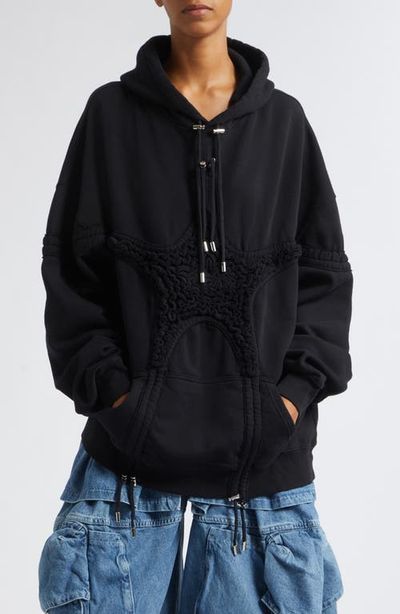 Collina Strada Collina Strada Soft Star Drawstring Ruched Cotton Hoodie