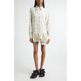 Collina Strada Collina Strada Valerian Plaid Long Sleeve Bubble Hem Mini Shirtdress