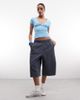 Collusion COLLISION deep v-neck fitted top in blue - 2