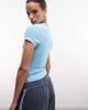 Collusion COLLISION deep v-neck fitted top in blue - 4