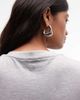 Collusion COLLUSION 3/4 length sleeve v-neck fitted top in heather gray - 3