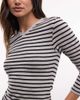 Collusion COLLUSION 3/4 length sleeve v-neck fitted top in stripes-Navy - 3