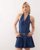 Collusion COLLUSION 90s denim halter mini dress with belt in blue - 1