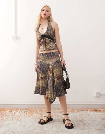 Collusion COLLUSION animal print skirt-Multi