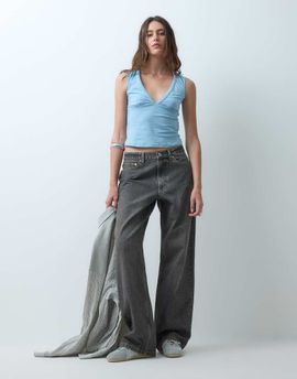 Collusion COLLUSION antifit mid rise jeans in brown wash