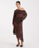 Collusion COLLUSION awkward length lace skirt in chocolate brown - 2