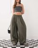 Collusion COLLUSION balloon leg pant in khaki-Green - 1