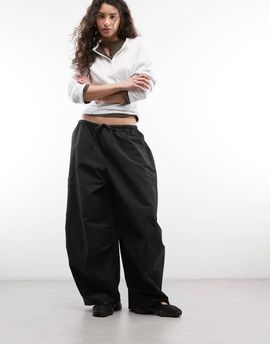 Collusion COLLUSION balloon leg trouser with tie waist in black