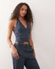 Collusion COLLUSION bengaline fitted corset vest in denim blue-Navy - 1