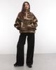 Collusion COLLUSION borg fleece track top in camo print-Green - 2