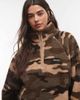 Collusion COLLUSION borg fleece track top in camo print-Green - 3