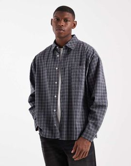 Collusion COLLUSION boxy oversized long sleeve shirt in gray plaid