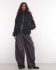 Collusion COLLUSION boxy track denim jacket with sporty trim in dark grunge wash set-Navy - 2