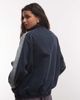 Collusion COLLUSION boxy track denim jacket with sporty trim in dark grunge wash set-Navy - 4
