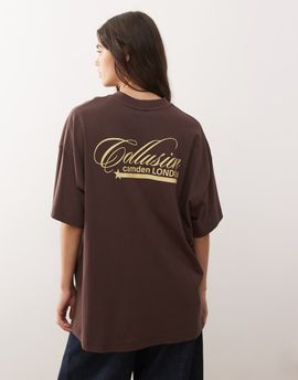 Collusion COLLUSION branded back graphic T-shirt in brown