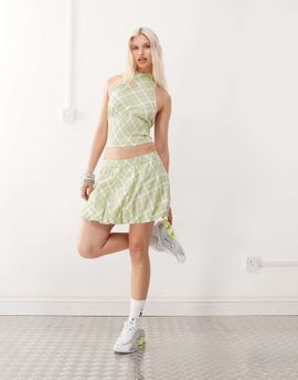 Collusion COLLUSION bubble hem mini skirt in green plaid - part of a set