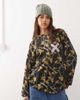 Collusion COLLUSION camo printed airtex long sleeve top-Black - 1