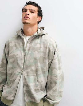 Collusion COLLUSION camo washed zip hoodie-Green