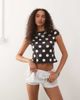 Collusion COLLUSION cap sleeve slash neck top in large black and white polka dots-Multi - 1