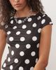 Collusion COLLUSION cap sleeve slash neck top in large black and white polka dots-Multi - 4
