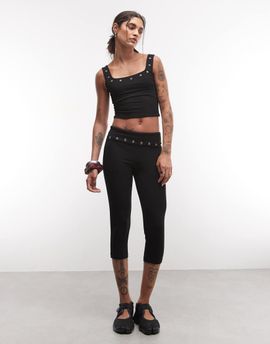 Collusion COLLUSION capri legging with eyelet detail in black