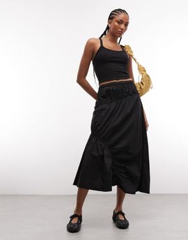 Collusion COLLUSION channeled midaxi skirt in black