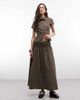 Collusion COLLUSION channeled waist maxi skirt in brown and black plaid - 1