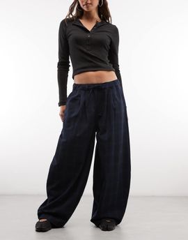 Collusion COLLUSION check balloon trouser in navy