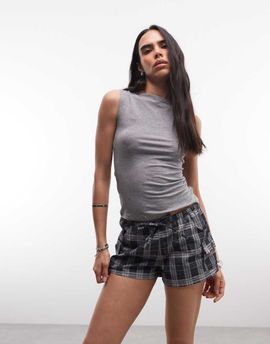 Collusion COLLUSION check booty shorts in multi