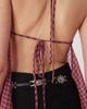 Collusion COLLUSION chiffon halter top in red and black gingham-pink - 4