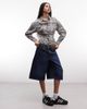 Collusion COLLUSION cinched waist long sleeve shirt in beige and black check - 1