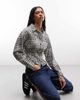 Collusion COLLUSION cinched waist long sleeve shirt in beige and black check - 2