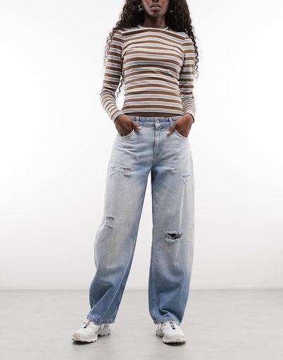 Collusion COLLUSION cocoon jeans in distressed wash-Blue