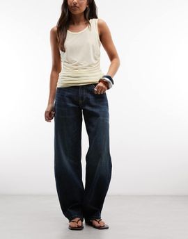 Collusion COLLUSION cocoon jeans in slubby crosshatch wash-Blue