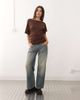 Collusion COLLUSION cowl back off-shoulder tee in chocolate brown - 4