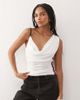 Collusion COLLUSION cowl neck cami top with sporty stripe detailing in white - 1