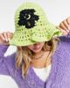 Collusion COLLUSION crochet bucket hat with flower design in lime-Green - 3