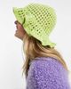 Collusion COLLUSION crochet bucket hat with flower design in lime-Green - 4