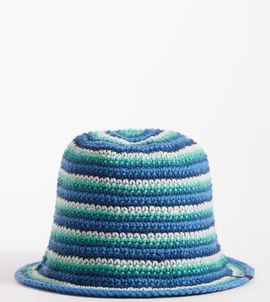 Collusion COLLUSION crochet knit stripe bucket hat in blue