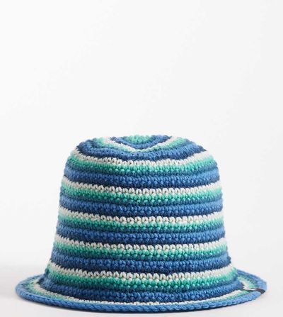 Collusion COLLUSION crochet knit stripe bucket hat in blue