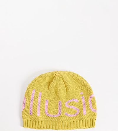 Collusion COLLUSION Crochet logo beanie in yellow