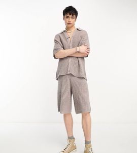 Collusion COLLUSION crochet longline shorts in gray - part of a set