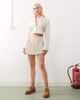 Collusion COLLUSION cropped tie back woven blazer in stone-Neutral - 2